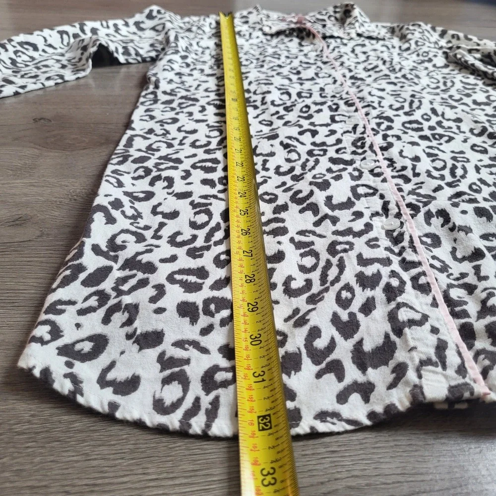 Victoria's‎ Secret Leopard Print Flannel Sleep Shirt Button Down Cozy size Small